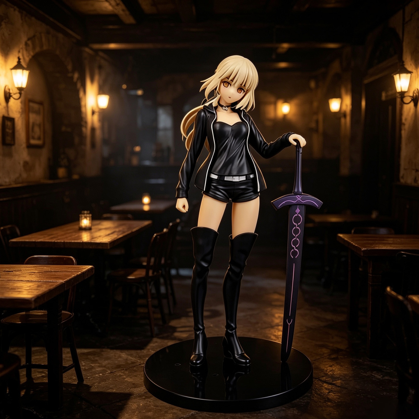Premium Anime Merchandise - アニメフィギュア ダークナイトデザイン、プレミアムPVC素材 エレガントな立ち姿モデル デスクトップディスプレイ ファン向けグッズ